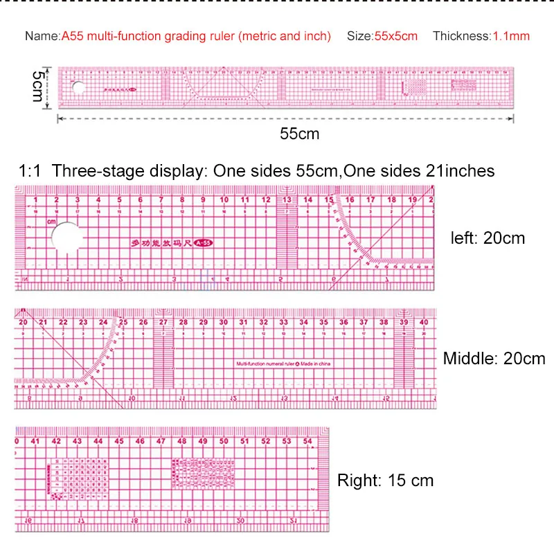 Sewing Tool 1Pcs Accessory Transparent Metric Straight Tailor Ruler Measuring For Fabric Patchwork Cloth Cutting Quilting Rulers