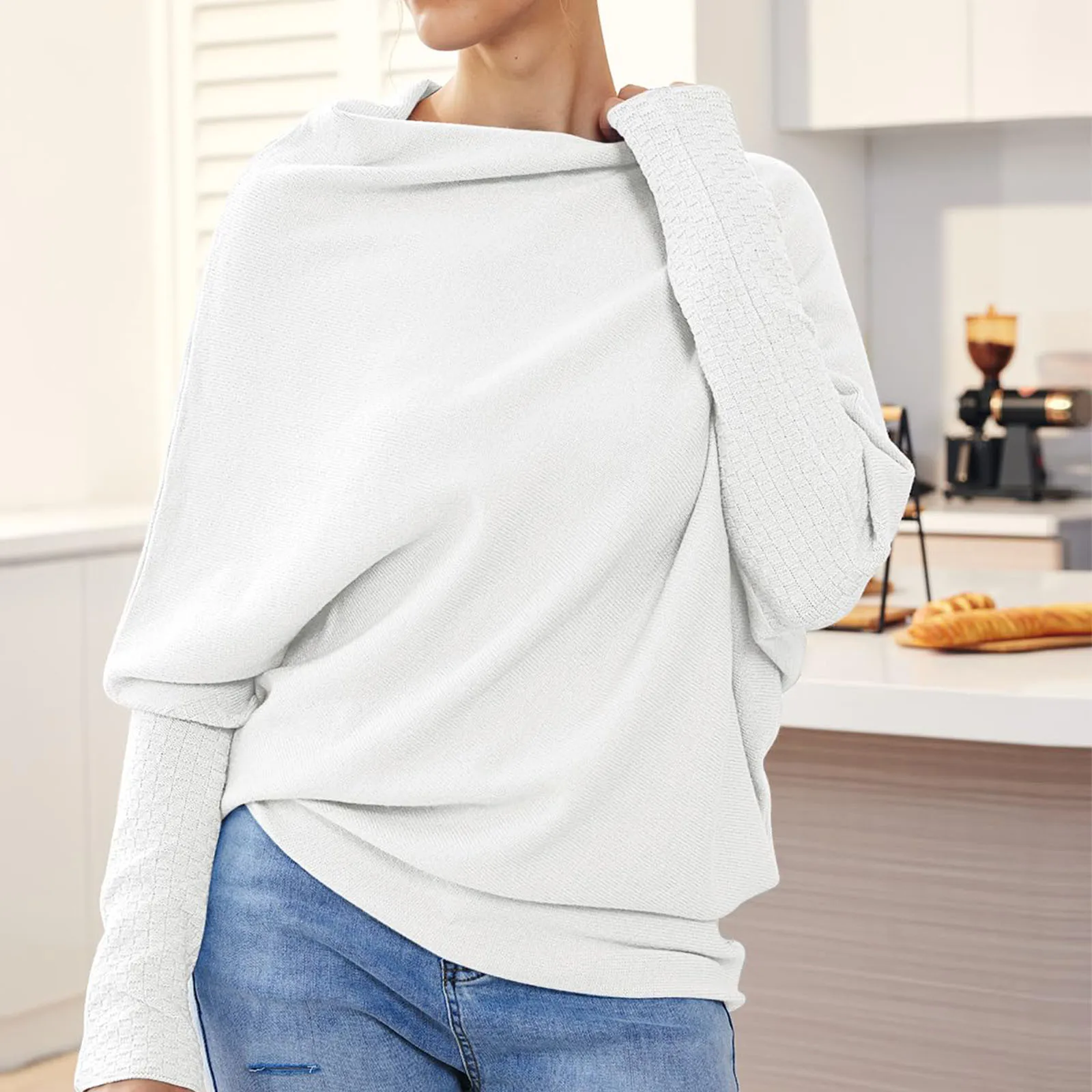 

Long Sleeve Hoodies Women Neck Tunic Tops 2023 Fall Baggy Slouchy Pullover Comfortable Sweaters Roupas Femininas Frete GráTis