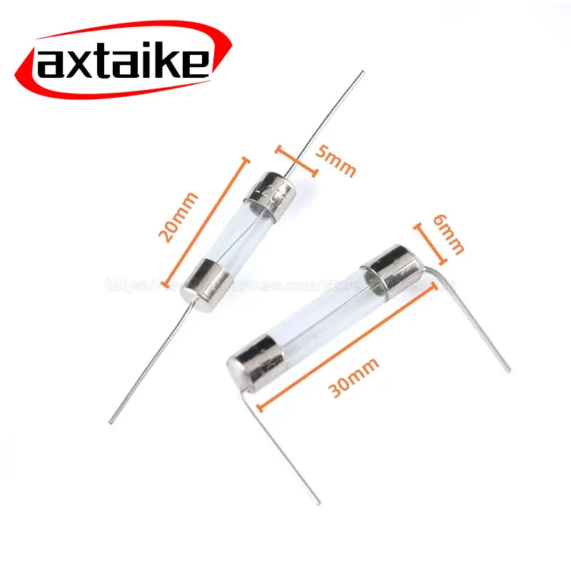 10PCS 5*20mm 250V F T F1A 2A 3A 4A 5A 6.3A 8A 10A 12A 15A 20A Amps Induction cooker Glass fuse With lead 5*20 6*30 fast acting car fuses