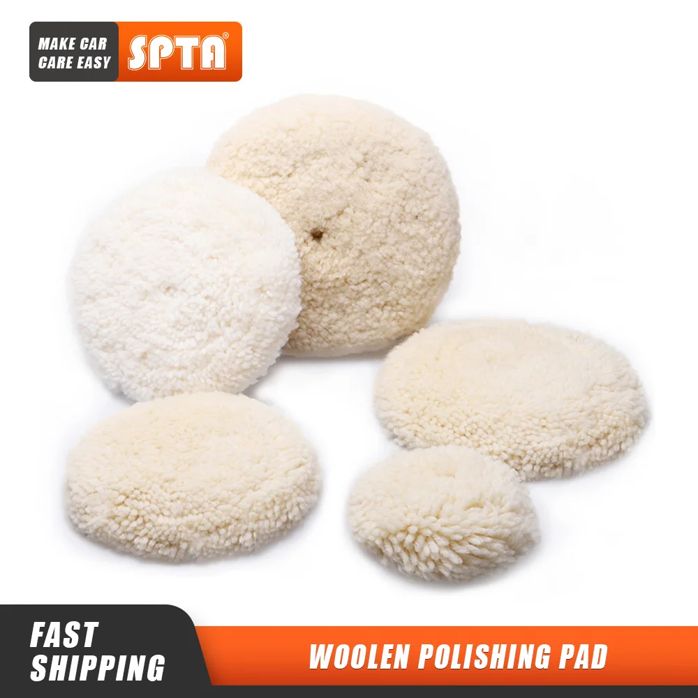 

SPTA Single Face Woolen Polishing Pad Hook & Loop Buffing Pad for Polisher Natural Wool Pad