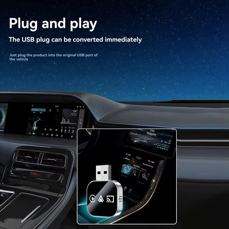 3 in 1 Wireless Carplay Mirror Link Adapter Wired to Wireless Conversion Plug & Play for Wired Carplay 2026