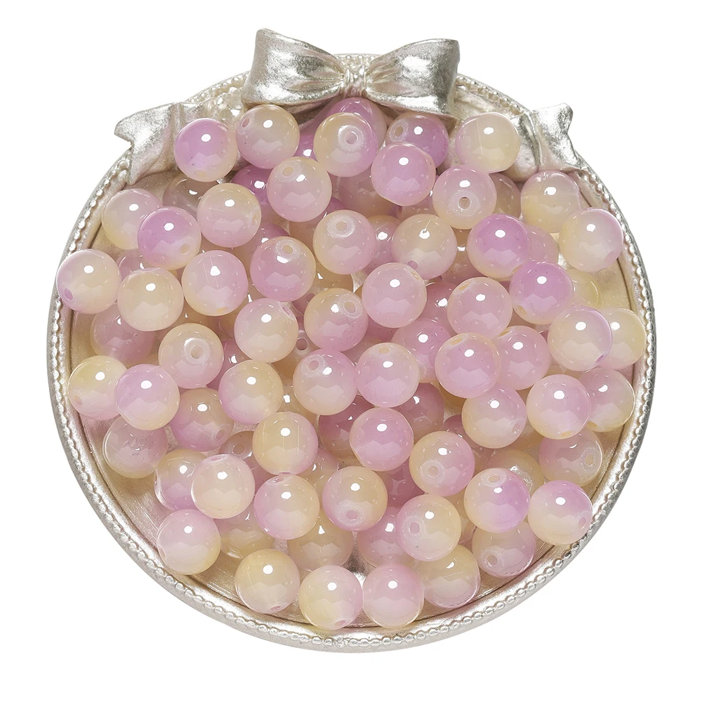 Colorful Round Glass Beads for DIY Jewelry Crafting - 50 Pieces