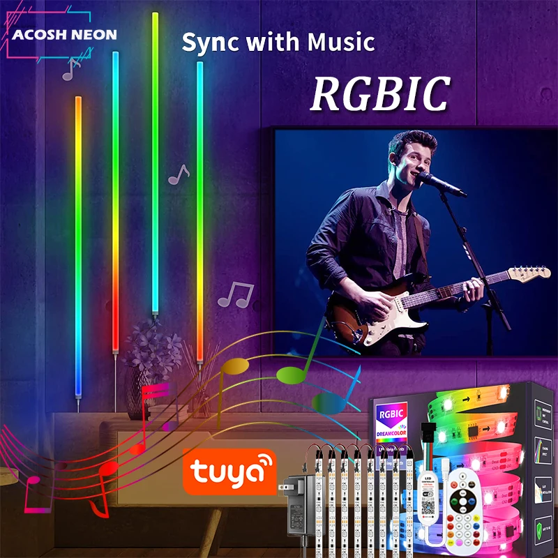 10mRGBICTuyaLEDMusicLightBarAlexaGoogleHomeColorChangingLED