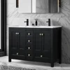 Bathroom Organizers, Bathroom Vanities Cabinet With Sink Combo Set, Undermount Double Resin Sink Thickened Wood, Matte Black Fau 1