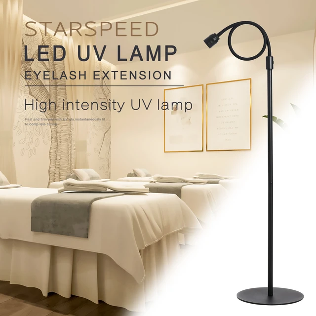 12W UV Floor Lamp Eyelash Extension Grafting Beauty Salon Eyebrow Glue Gel Curing Adjustable Angle Foot Switch Ultraviolet Light