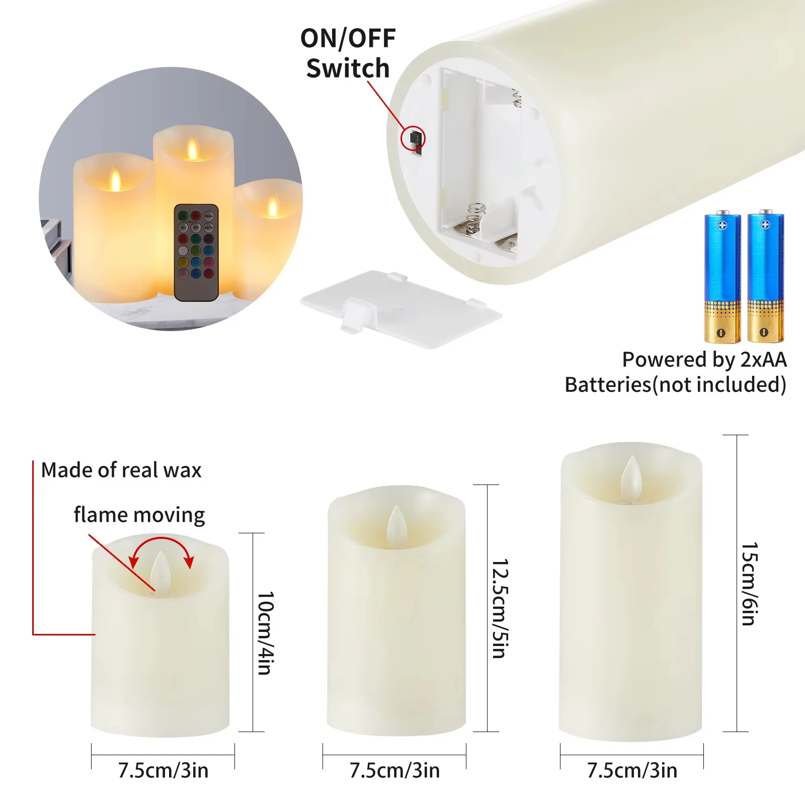 Changing LED Pillar Flameless Candles Lights Creative W/18keys Controller Timer Function for Wedding Home Bar party Decor