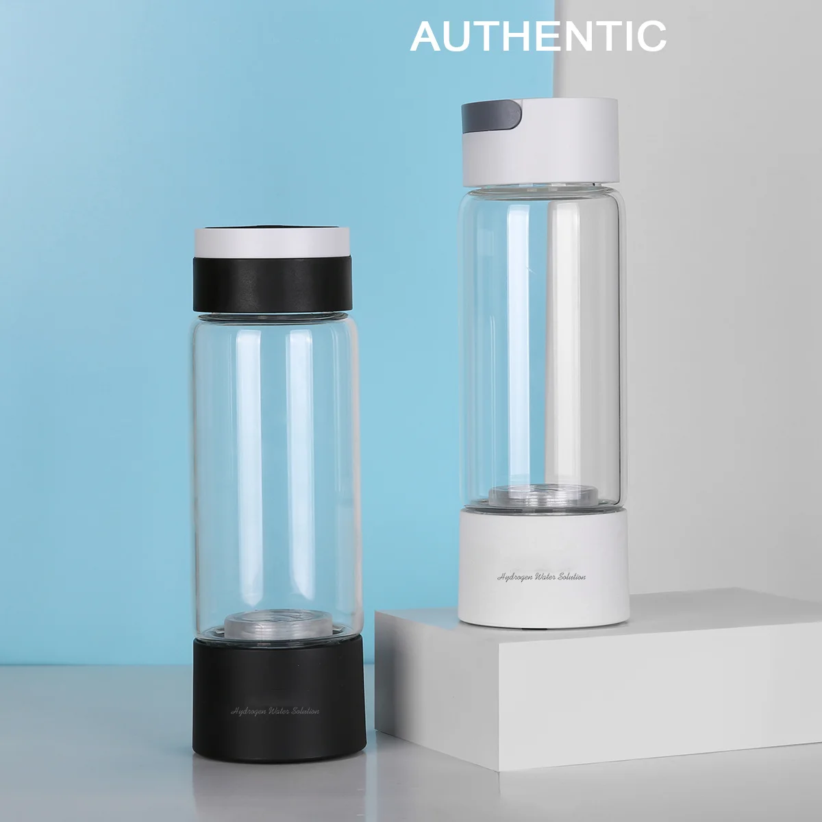 Sf12c8e1642114aa0918edb2040595c6bA Hydrogen Rich Water Generator Bottle Glass Cup Body DuPont SPE/PEM Dual Chamber Maker Lonizer-H2 Inhalation Device 380ML