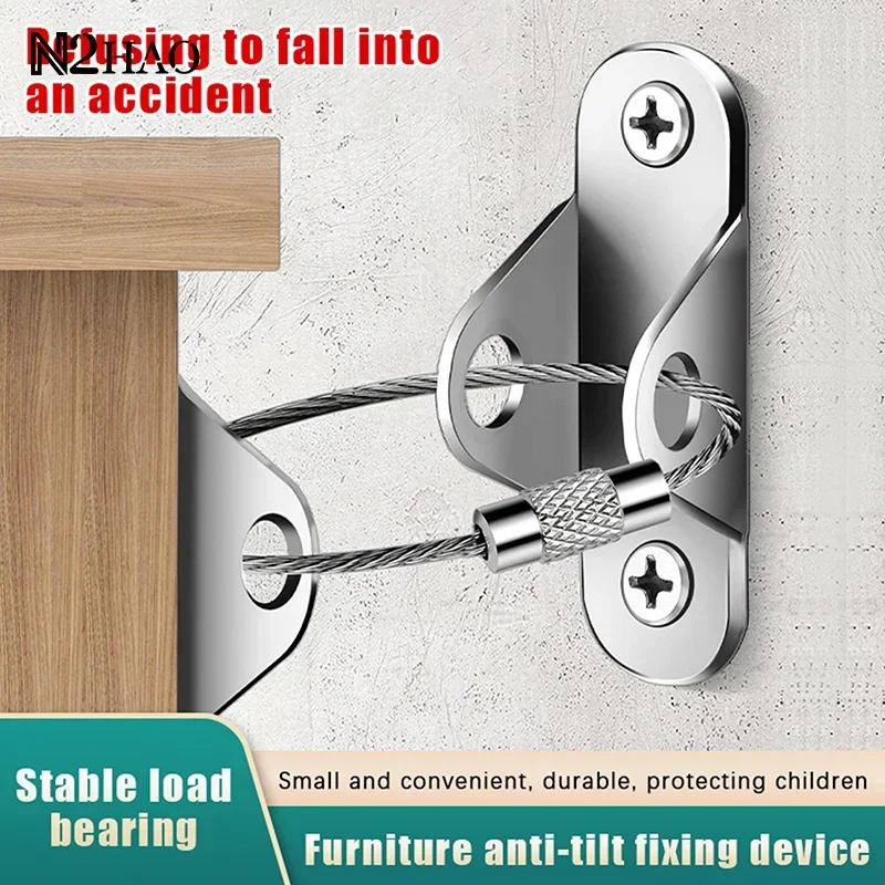 Secure Furniture Anchors - Earthquake-Resistant Straps for Bookshelf and Wall Fastening