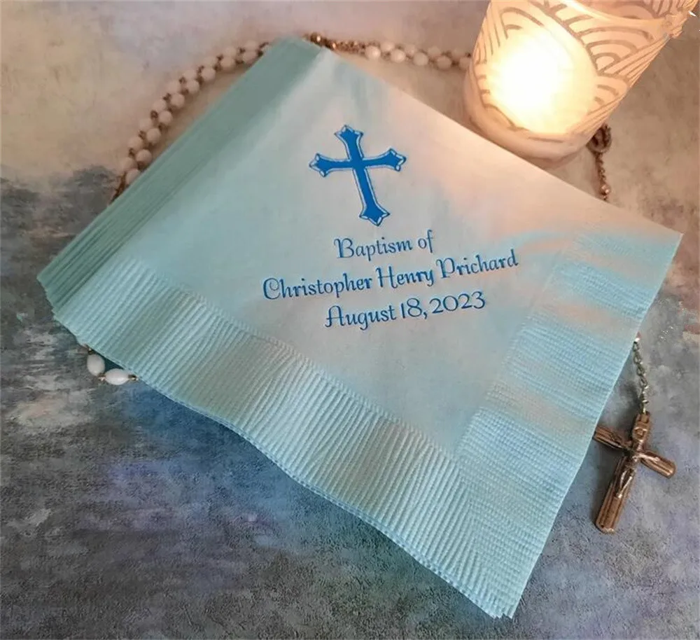 

50 Baptism Napkins Christening Napkins First Communion Napkins Confirmation Napkins Cross Napkins Religious Dedication Napkins