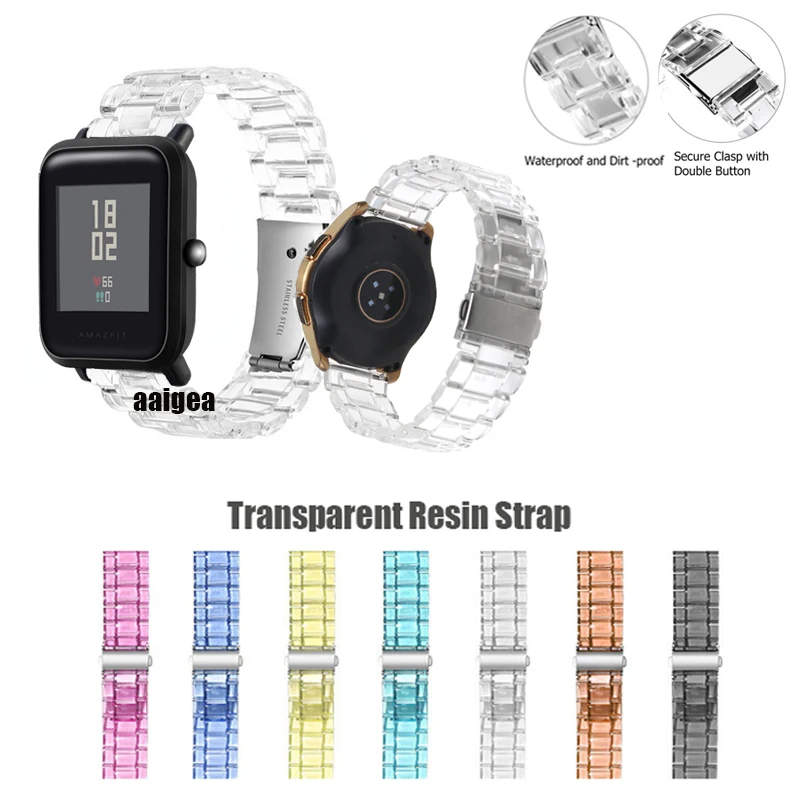 

20mm/22mm Transparent Resin Strap for Huami Amazfit Bip Lite S U Pro Pop / GTS2 mini GTS3 GTS 2e Replacement Bracelet Wristbad