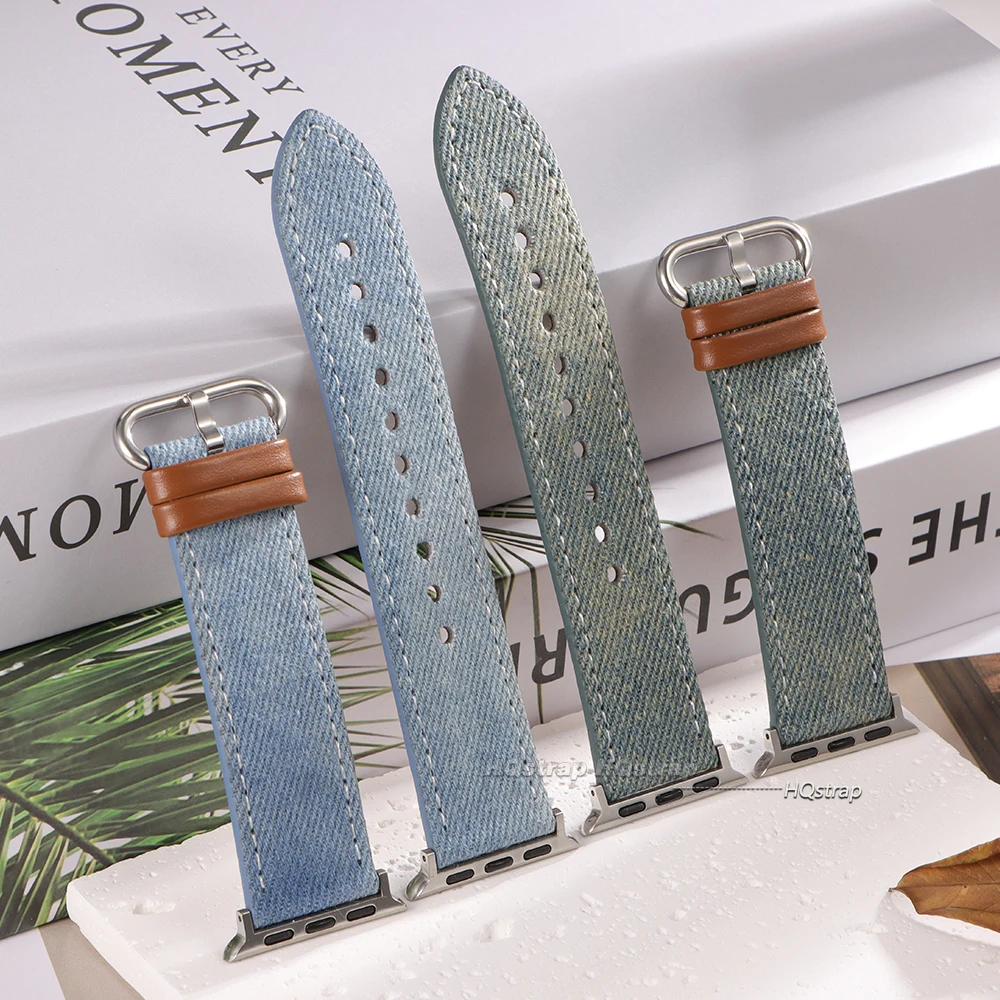 Luxury Leather & Denim Watch Strap - Premium Sailcloth Bracelet Design
