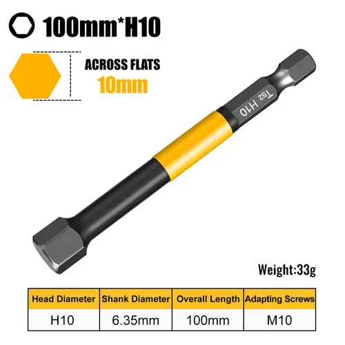 Allen Wrench Drill Bit Hex Driver Bits Set 50/100/150mm H1.5-H10mm with Magnetic Grip and Slip Design for Secure Screw Holding - Image 32
