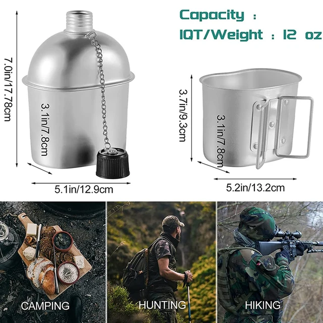 Outdoor Canteen Cookware Set Canteen Cup Portable Water Bottle with Grab Handle Cup for Outdoor Camping Hiking 2