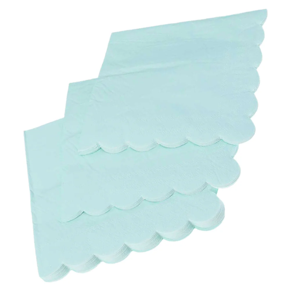 16 Pcs Wave Napkins 33cm Mint Paper Party Disposable Decorative Table Banquet Hotel Stylish Elegant Festive Atmosphere