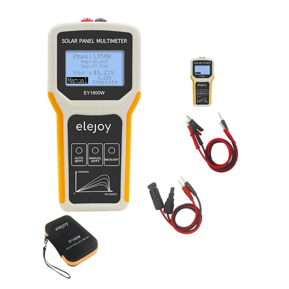 LCD Photovoltaic Panel Multimeter 12-60V 60AMax 1600W Auto/Manual MPPT Tester solar power meter