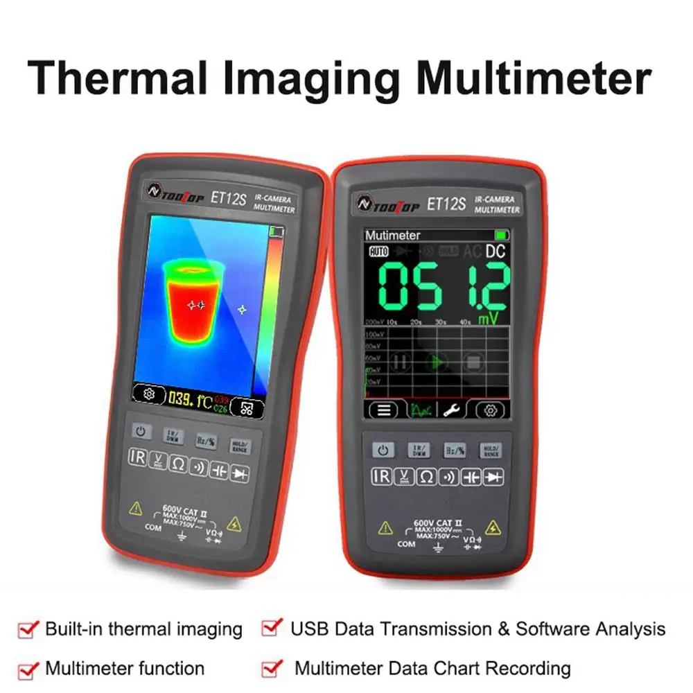 

ET11S ET12S 2in1 Digital Thermal Imager Multimeter Thermal Imaging Pixel Multimetro with Voltage Current Measurement TOOLTOP