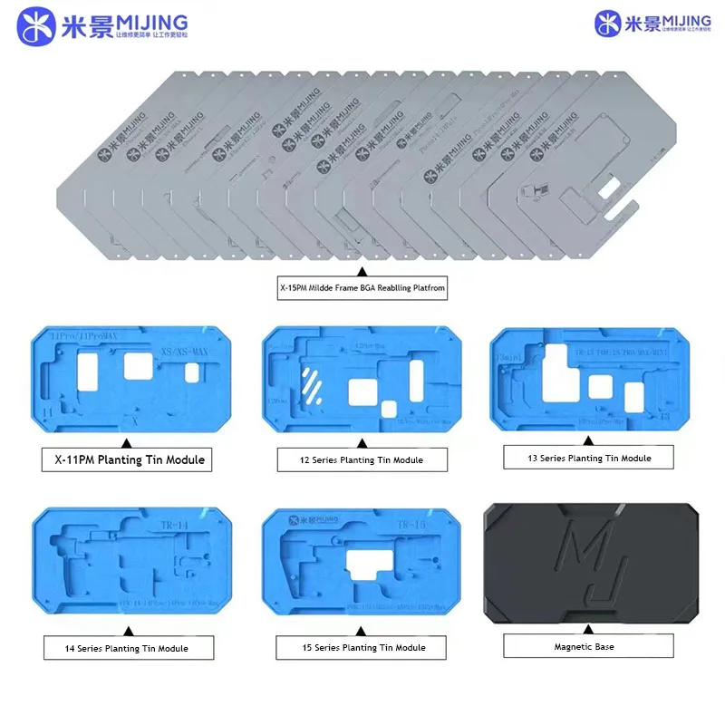 

MiJing Z20 Pro For iPhone X-15 Pro MAX Motherboard Middle Frame Soldering Fixture Magnetic BGA Reballing Platform With Stencil