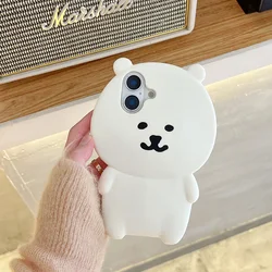 Kawaii 3D Cartoon Bear Soft Silicone Phone Case Cover - iPhone 12 Pro Max (White)