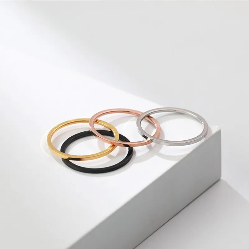 Women Girl Rings 1mm Thin Stackable Ring Stainless Steel Plain Band Knuckle Midi Ring Size 3-10