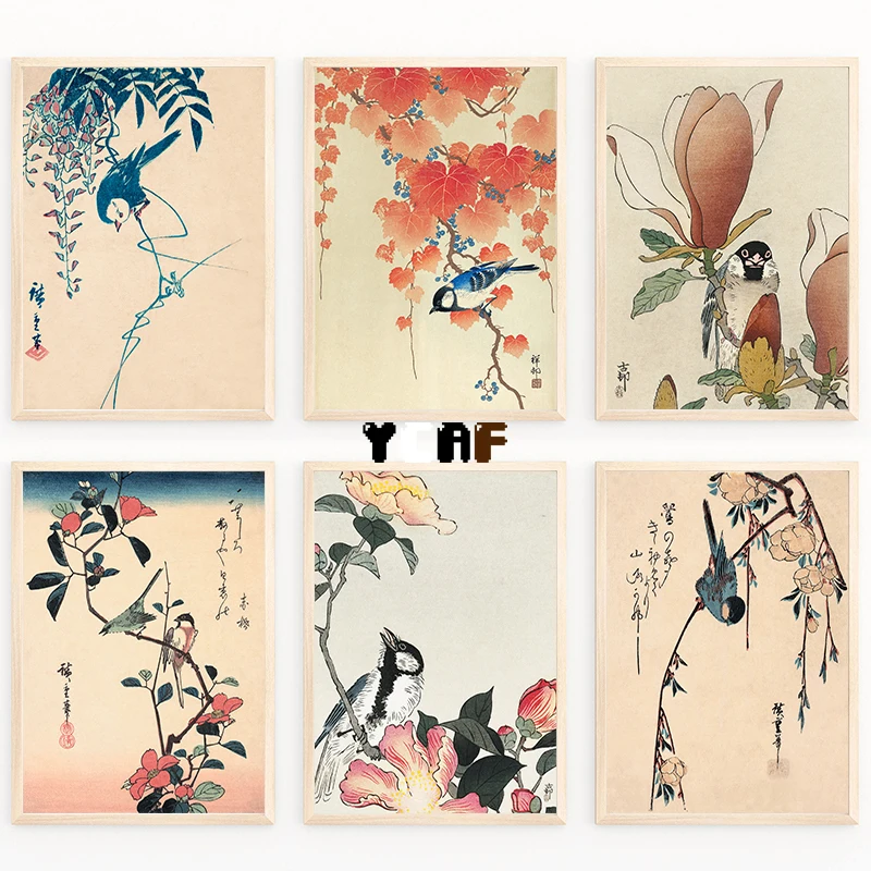 Giapponese Bird Art Print Japanese Art Print Poster Bird Decor Art Stampe Antiche Decorazioni Giapponesi Bird Wall Decor Canvas Art Prints