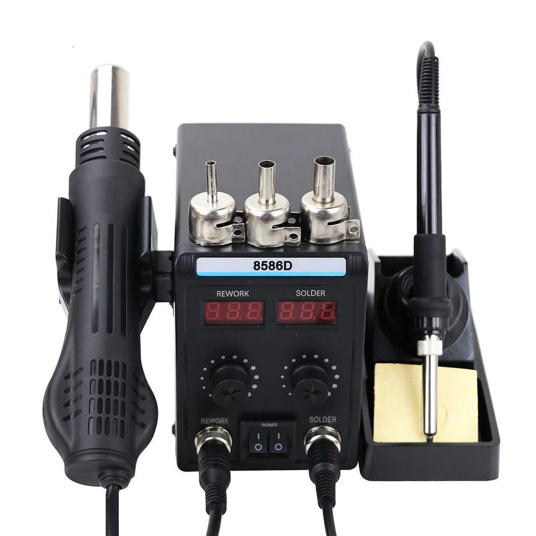 Soldering Station 8586D 2 in 1 Digital Display Rework Hot Air Gun Electric Soldering Iron 220V Welding Desoldering Repair Tools