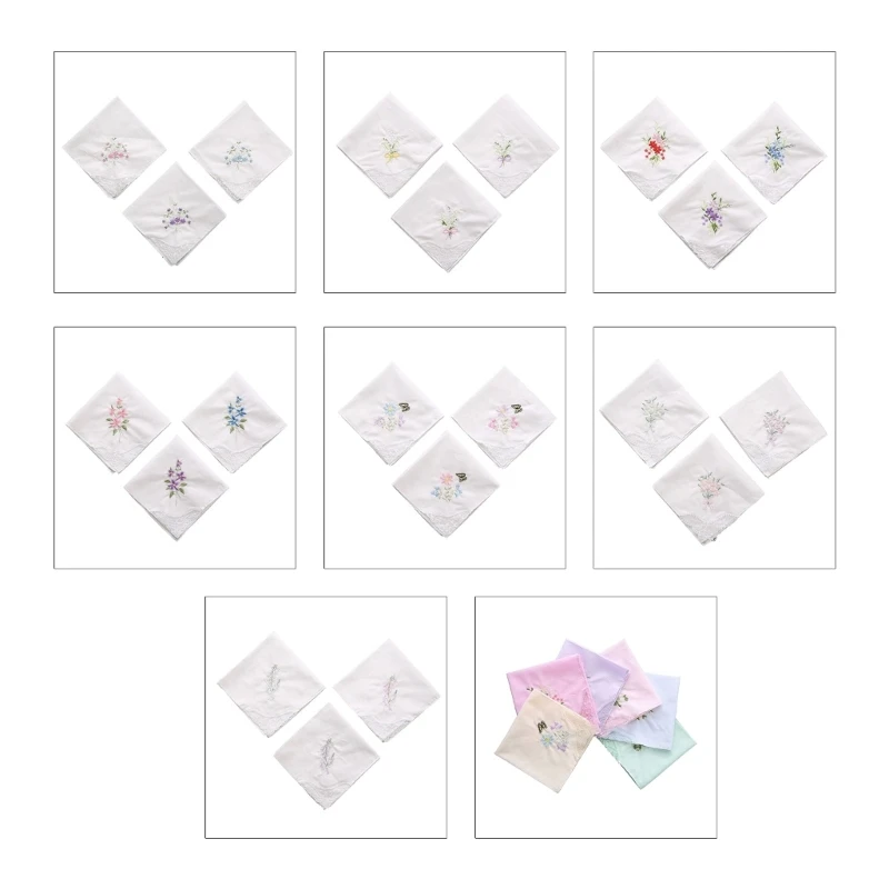 

Colorful Handkerchief Square Towel Cotton Soft Embroidered Ladies Handkerchief