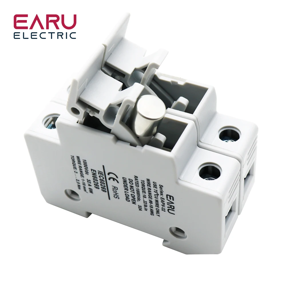 1P 2P Din Rail Solar PV DC Fuse Holders with Indicator Light suitable 10*38mm DC