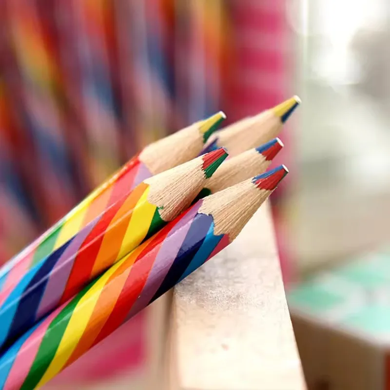 4pcs/set Kawaii 4 Color Concentric Rainbow Pencil Crayons Colored Pencil Set Art School Supplies for Painting Graffiti Drawing 3
