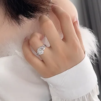 2ct 7x9MM Moissanite Two Rings GRA Certificate Laboratory Diamond Ring Women Wedding Jewelry 18K White Gold Plated S925 Silve 5