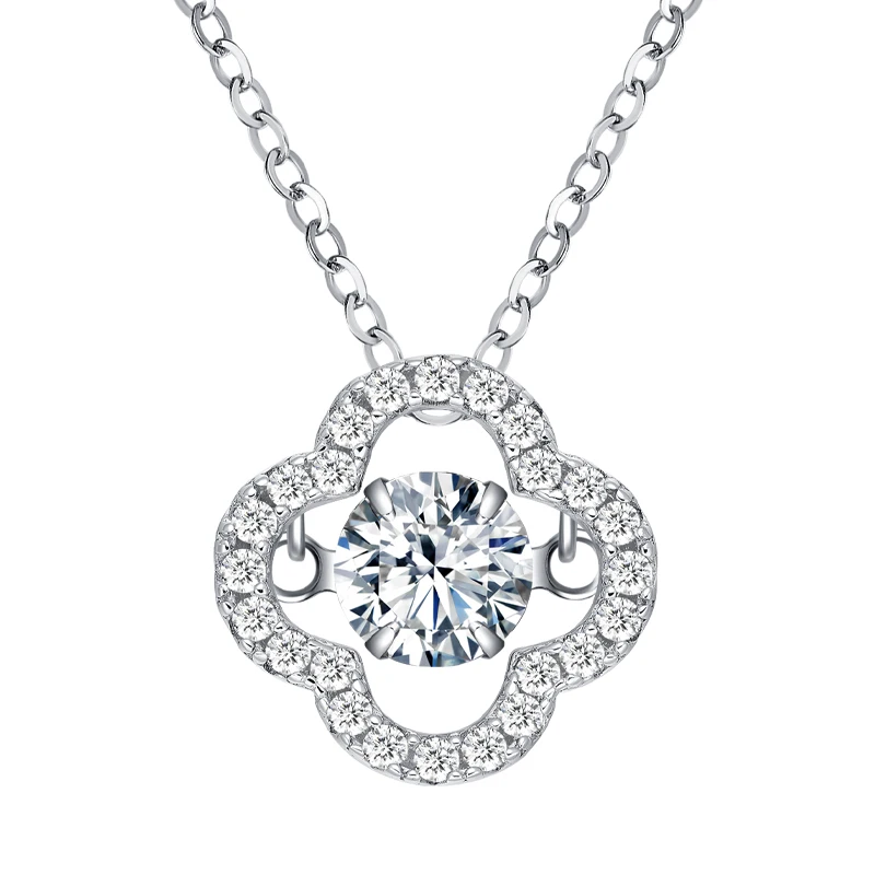 

0.5CT Moissanite Pendant For Women Simulated Clover Necklace S925 Sterling Silver Jewelry Girl Valentine's Day Gift