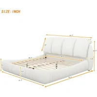 Luxury Upholstered Platform Bed with Thick Headboard,Leather Queen Bed with Oversized Padded Backrest,Platform Bed Frame 2