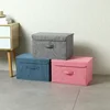 Washable Cotton Linen Fabric Folding CD Storage Box Foldable Bins Toys Organizer With Lid Storage Basket Laundry Basket 4