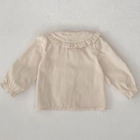 Spring and Autumn New Baby Clothing, 0-3 Year Old Female Baby, Black Ear Edge Doll Neck Top 2