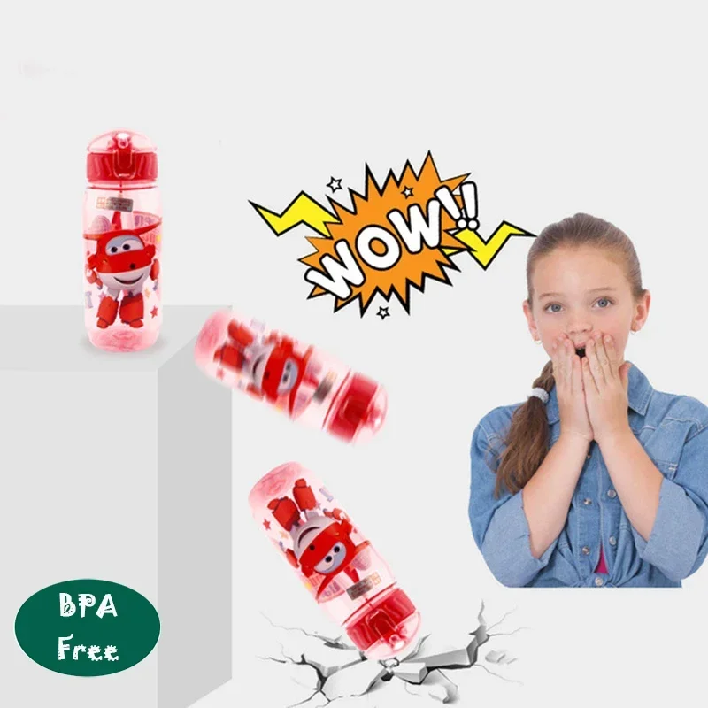 Disney Kawaii Water Bottle with Straw BPA Free Lovely Super Wings Items Drinkware Cute Water Bottles Cup
