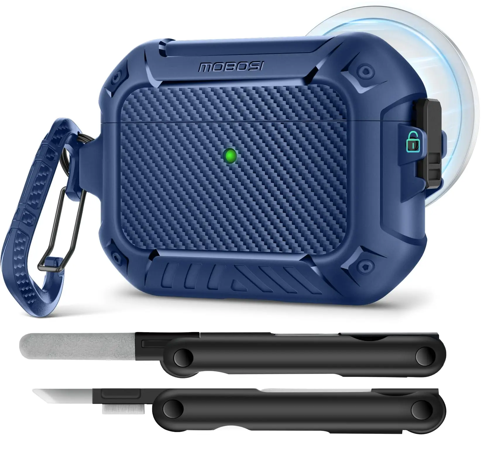 MOBOSI Shockproof Protective Case with Lock, Keychain & Cleaner Kit