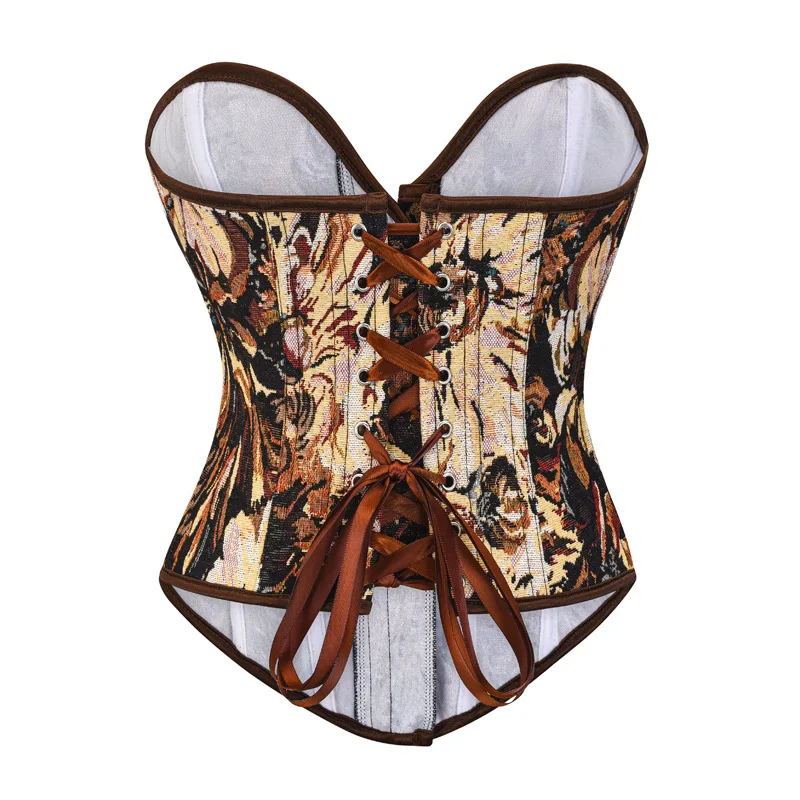 

Corset Floral Vintage Sexy Victorian Corsets Top For Steampunk Slimming Bustier Clothing Corselet Printed Feminino Black Women