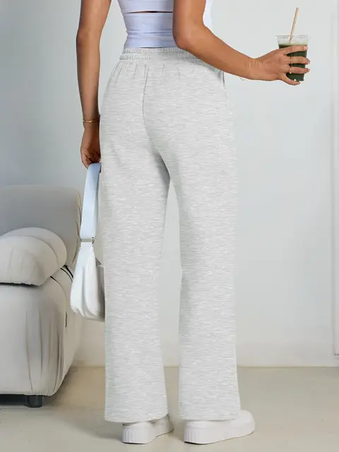 2026 New Harajuku Wide Leg Sweatpants Women Streetwear Baggy Oversize Gray Sports Pants Woman Drawstring Casual Joggers Trousers 4