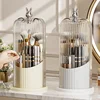 Rotating Birdcage Makeup Brush Organizer - 360° Spinning Cosmetic Holder, Compact Travel Case for Bathroom Vanity Countertop 1