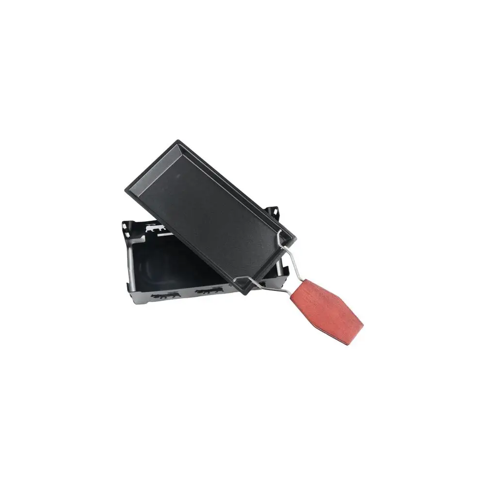Rectangle Cheese Raclette Stove Set Carbon Steel with Candle Cheese Melting Tray with Shovel Non-Stick Grill Plate