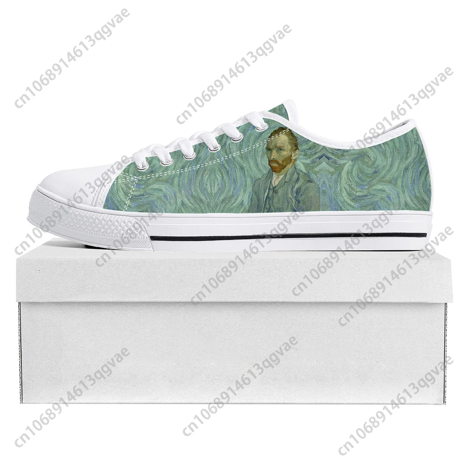 Van Gogh Oil Paint Self Portrait Low Top High Quality Sports Shoes Men Ladies Teenagers Canvas Shoes Couple Custom Shoes