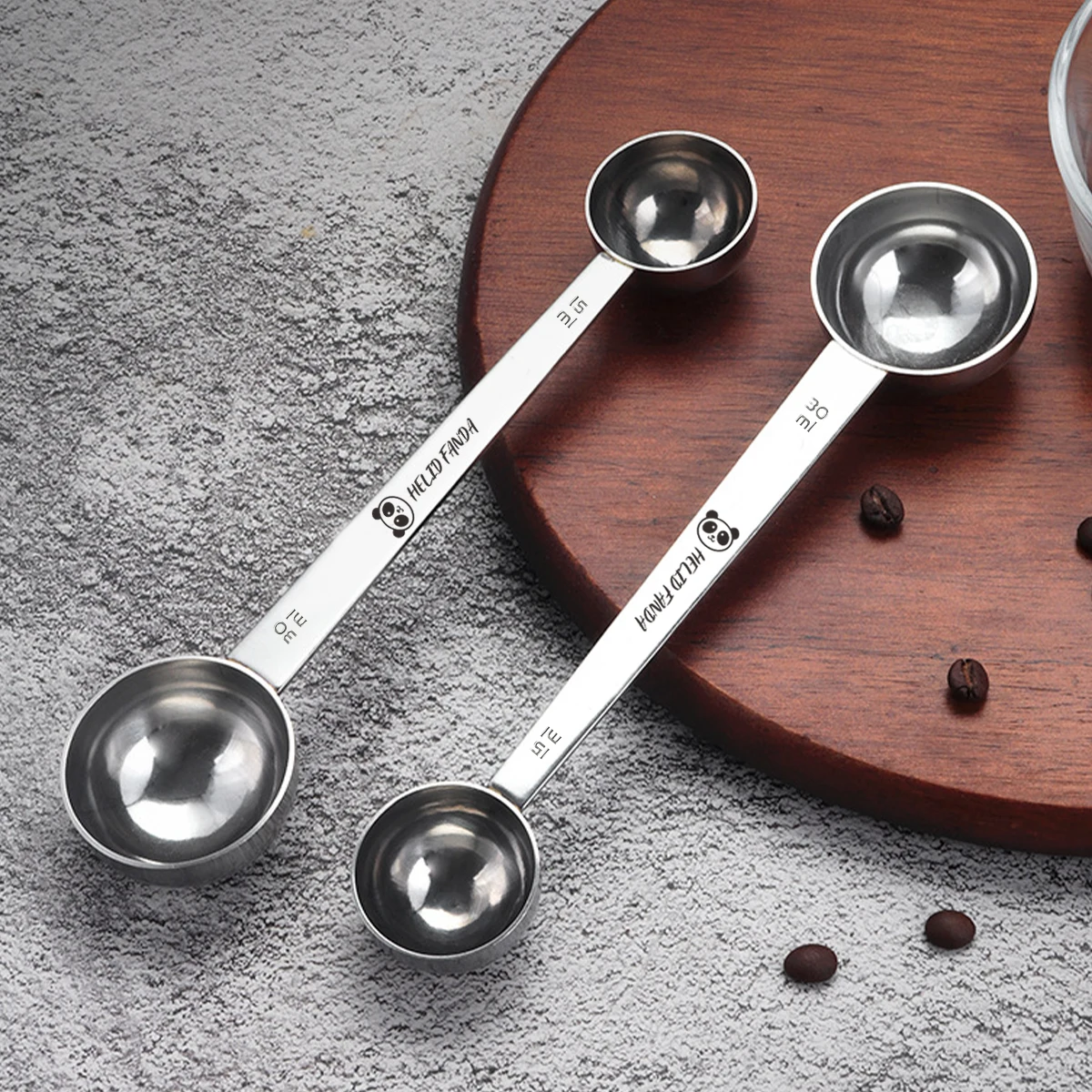 2 in 1 Stainless Steel Measuring Spoon Double Head Measure Scoop Kitchen Multifunctional Coffee Scoop With Seal Clip kitchen measuring spoons measuring spoon set
