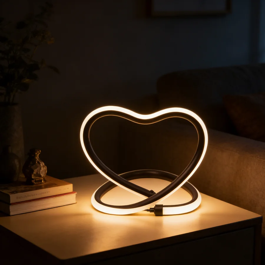 1PC 미니멀리스트 하트 모양 LED 램프 - USB 전원 장 야간 조명
