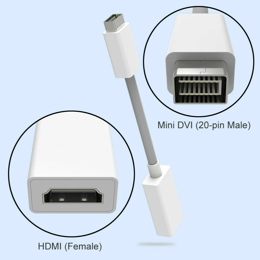 Фото Мини-адаптер DVI папа-HDMI мама для монитора видео конвертер 1080P для Pro Air IMac Macbook №3