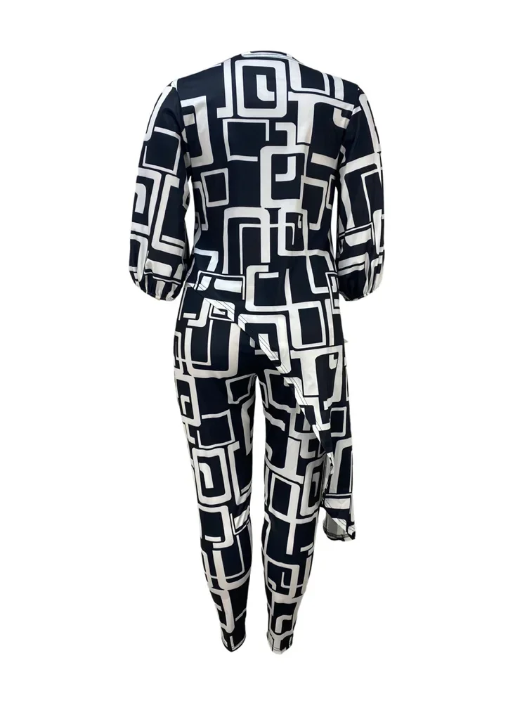 Wmstar Women Two Piece Set Plus Size  Fall Clothes Casual Long Sleeve Shirt Suit Wide Leg Pants Outfits Wholesale Dropshipping