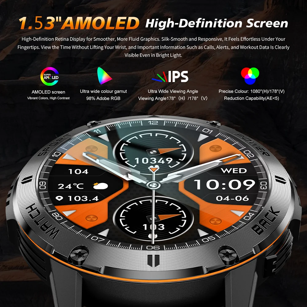 2026 NEW Outdoors Smartwatch GPS LEDFlashlight Waterproof Wireless Call Sports Modes Tracker Heart Rate Compass HD screen MAN 4