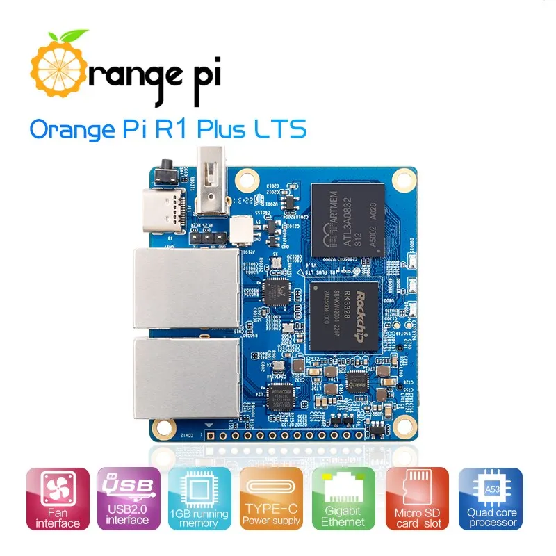 Laranja Pi-dual Gigabit Ethernet Gateways Openwrt Placa de Desenvolvimento Led Shell de Metal Roteamento Suave Rockchip Rk3328 r1 Plus Lts 1gb - Imagem 5
