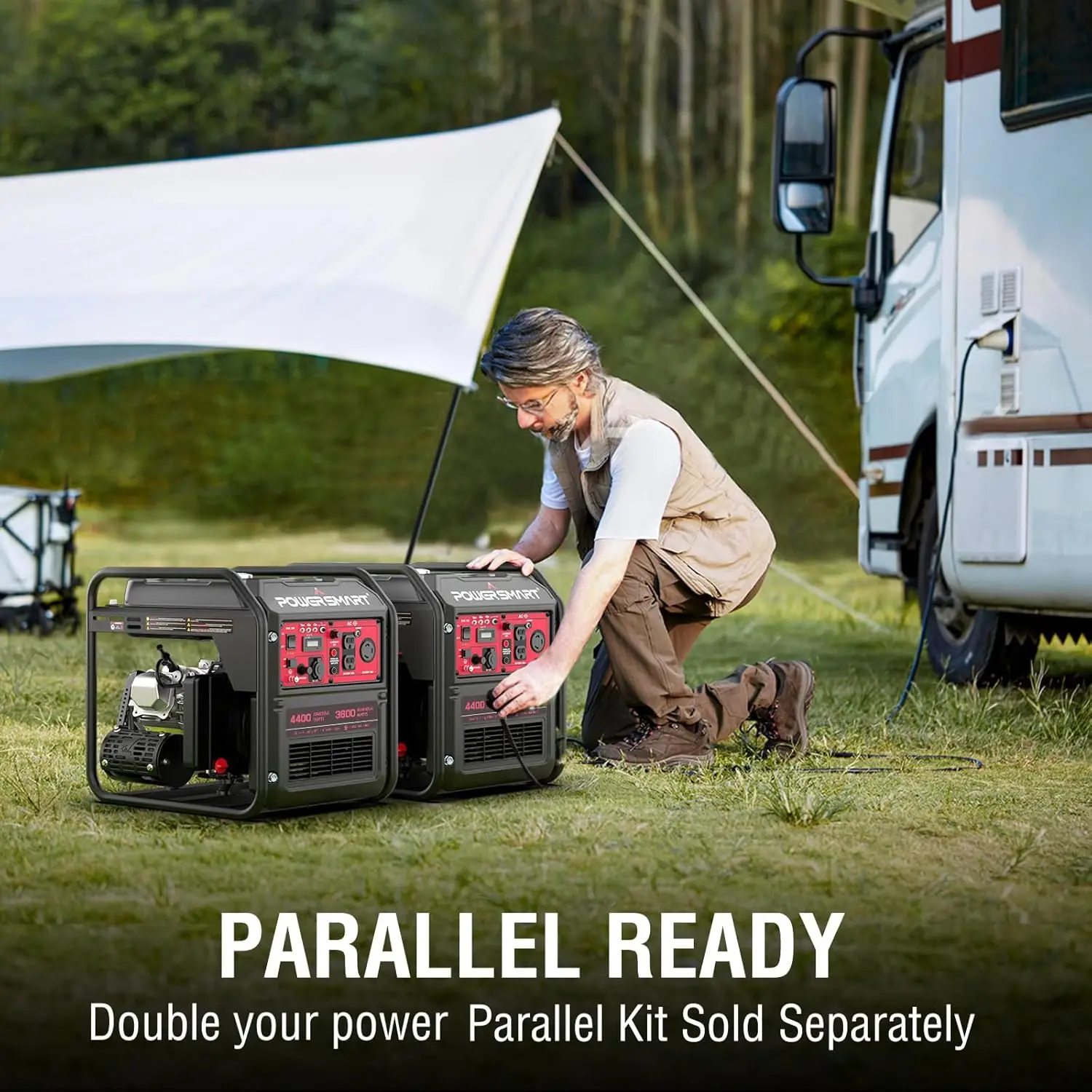 4400 Watt Home Backup Portable Open Frame Generator with Inverter Technology, RV Ready 30A Outlet,Gas Powered, Lightweight for H