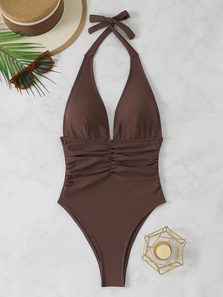 Women's Swimsuit One Piece 2025 Sexy Swimwear Female Halter Top Bathing Suit Ladies Bodysuit Swimming Suits for Woman Beach Wear - 4