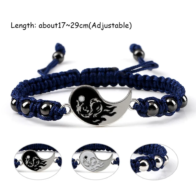 Bracelet tressé Dragon Tai Chi Gossip pour femmes et hommes, meilleurs amis, réglable, Yin Yang, bijoux de Couple à la mode, 2 pièces/ensemble
