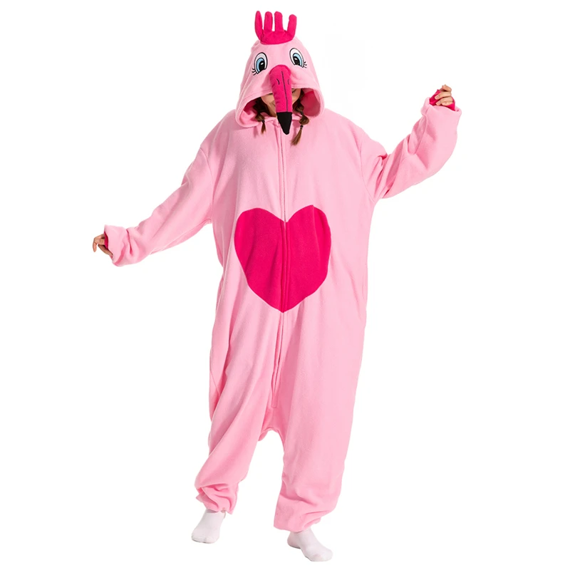 Kigurumi Onesie Animal Pajamas For Adult Women Men Cute Flamingo Pyjamas Homewear Halloween Cosplay Party Costume
